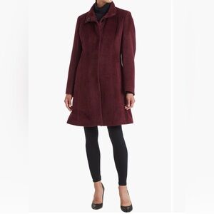 Sofia Cashmere Stand Collar Shaped Alpaca & Wool Blend Coat NWOT Size 14
